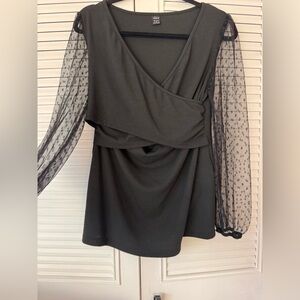 Breast Feeding Sheer Sleeve Wrap Top
